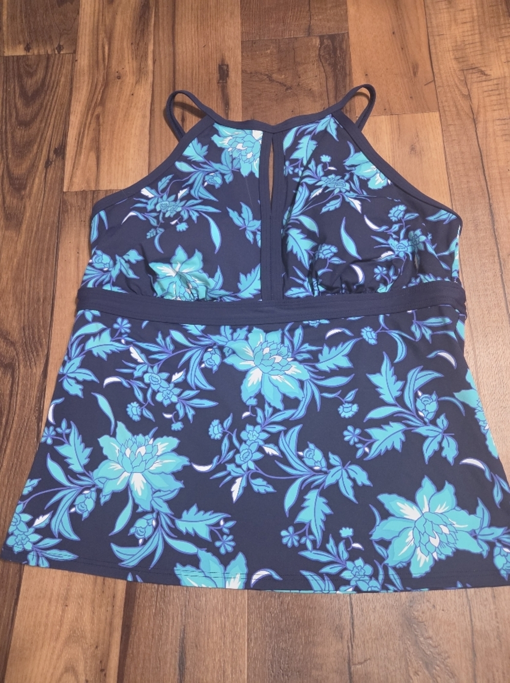 Lands End Ladies Gorgeous Navy/teal Floral Tankini Top. Sz 16 NWOT - Picture 5 of 7